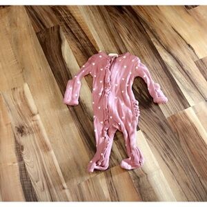 Pink and White Footies One Piece with Enclosed Feet
